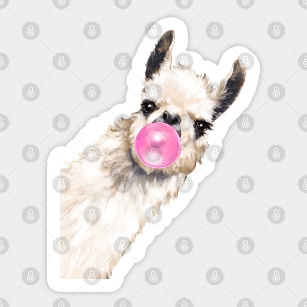 Bubble Gum Sneaky Llama Sticker by bignosework